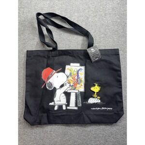 STORY + PEANUTS 2018 Snoopy Paints Tote Tomokazu Matsuyama w/ Woodstock Pin NEW